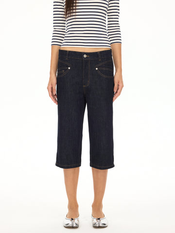 Low Rise Denim Capris