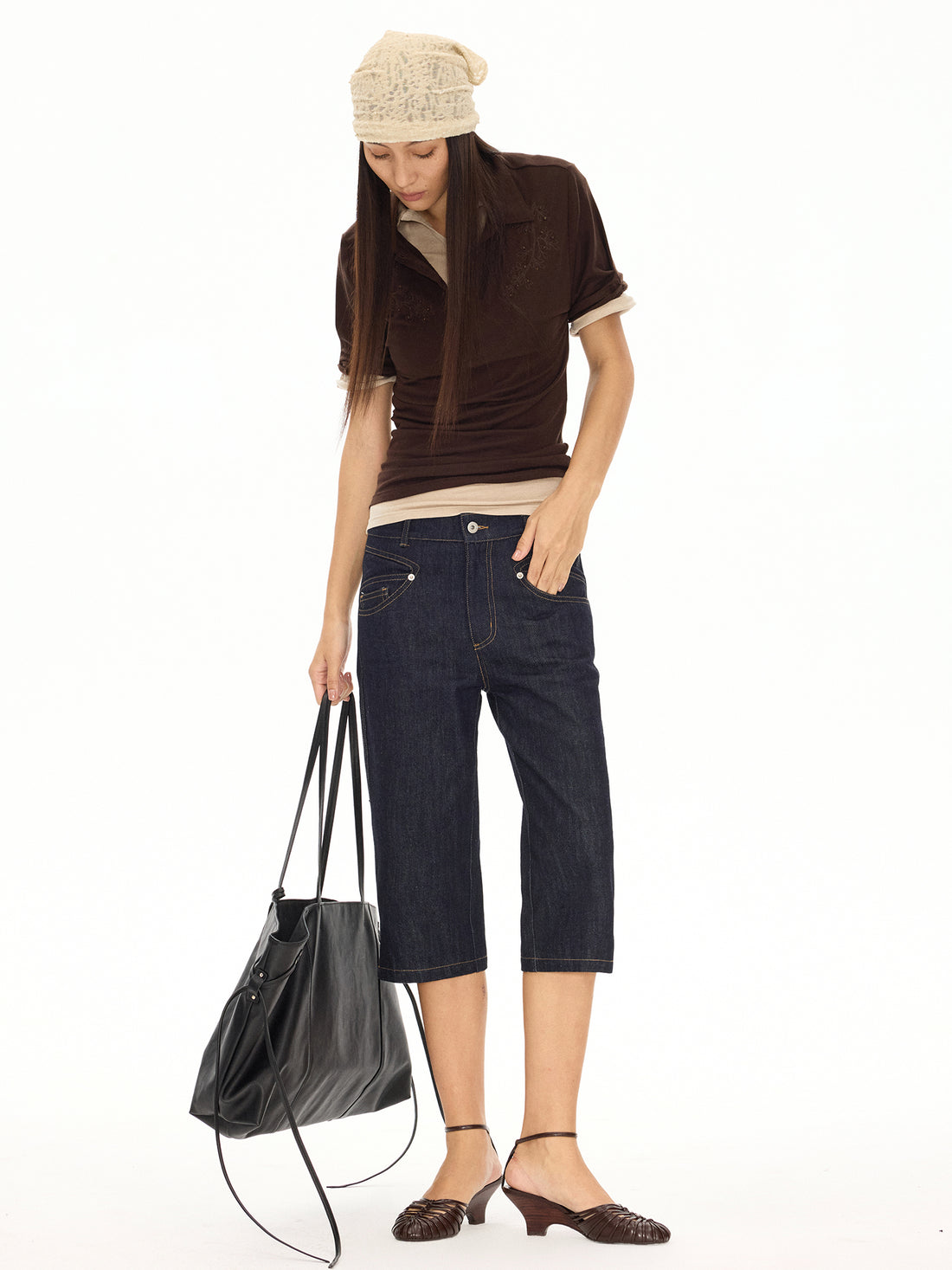Low Rise Denim Capris